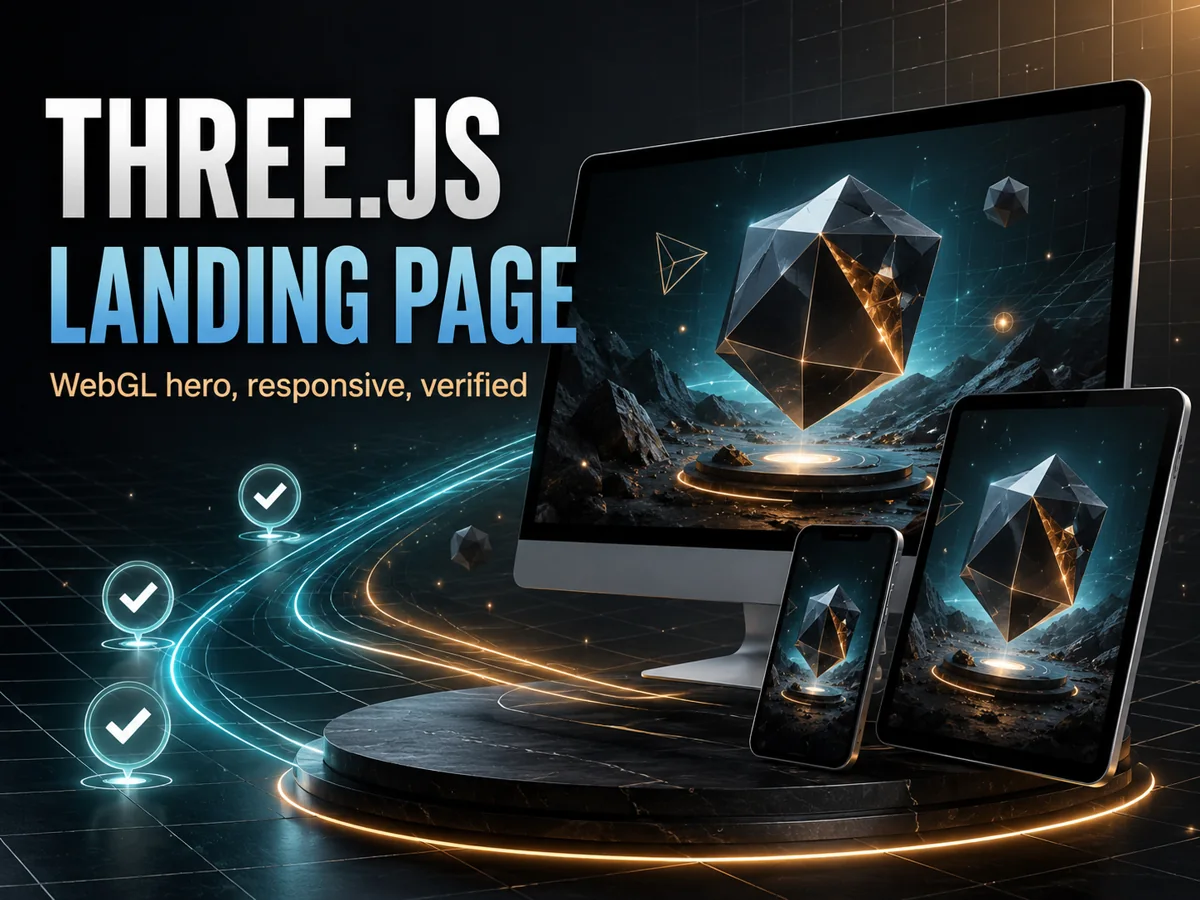 Three.js landing page portfolio graphic